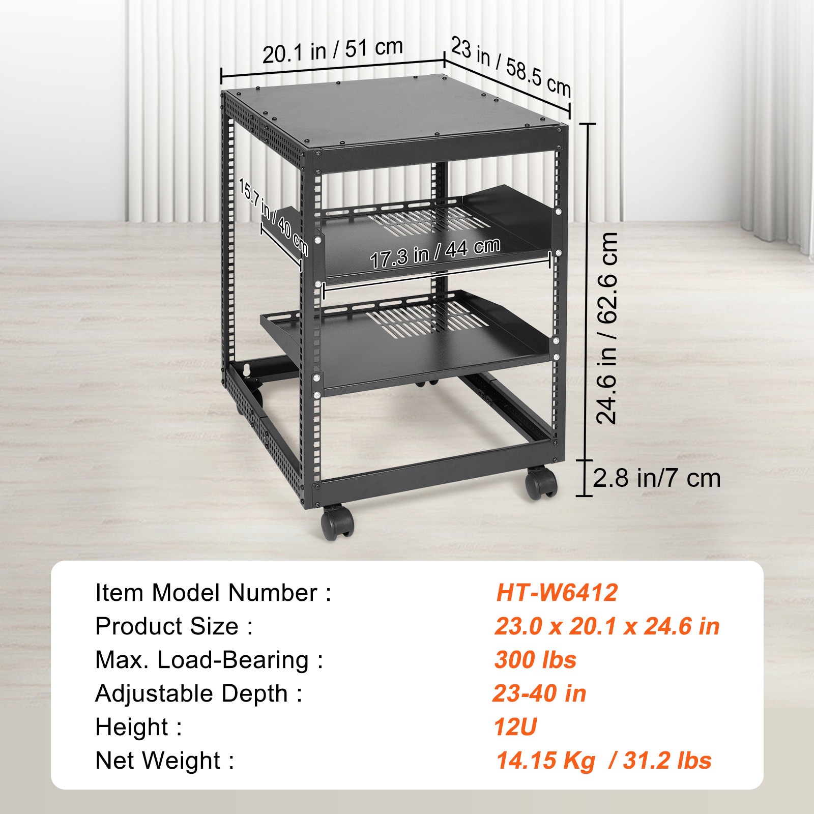 12u Open Frame Server Rack Adjustable Depth Network Av Equipment_voghion.com